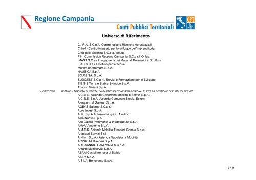 L'universo regionale - Regione Campania