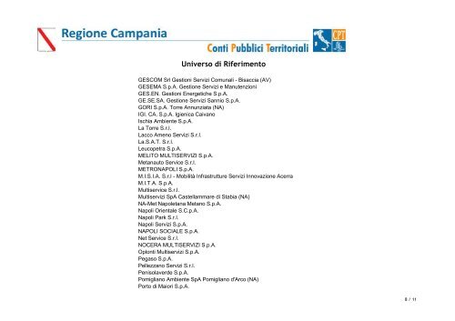 L'universo regionale - Regione Campania