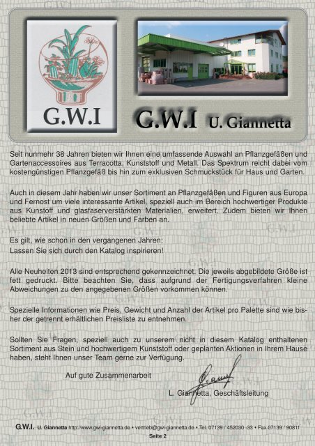 Katalog 2013 (pdf, 16 MB, Auflösung Grafik 150 dpi) - GWI Giannetta