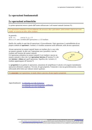 UD Le operazioni fondamentali in N - UbiMath