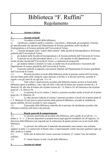 Regolamento Biblioteca Ruffini - Università degli Studi di Torino