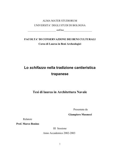 Lo Schifazzo nella tradizione cantieristica trapanese - Studiomusmeci