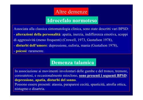 Epidemiologia dei disturbi comportamentali nei diversi tipi di demenza