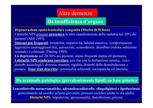 Epidemiologia dei disturbi comportamentali nei diversi tipi di demenza