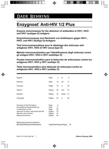 Enzygnost* Anti-HIV 1/2 Plus - Medcorp