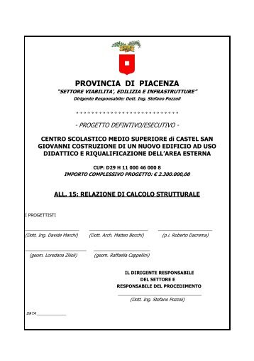 RELAZIONE DI CALCOLO STRUTTURALE n. prot. 51614/2012