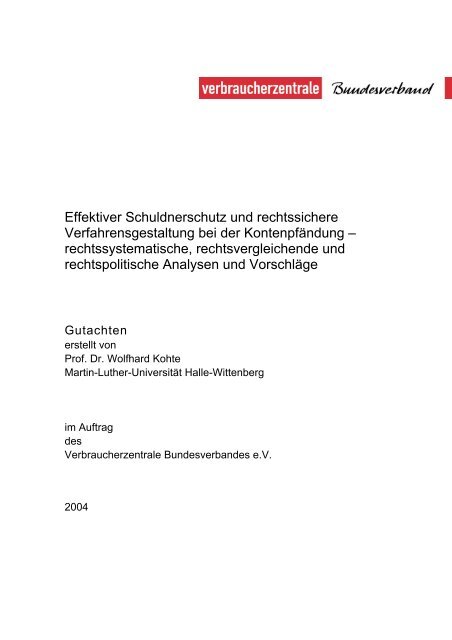 (PDF) Gutachten Kontopfändung - vzbv