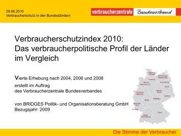 Verbraucherschutzindex 2010: Das verbraucherpolitische ... - vzbv