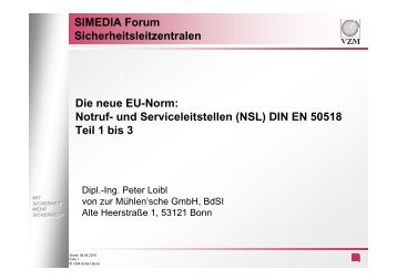 Die neue EU-Norm: Notruf- und Serviceleitstellen (NSL ... - Vzm.de