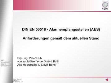 DIN EN 50518 - Alarmempfangsstellen (AES)