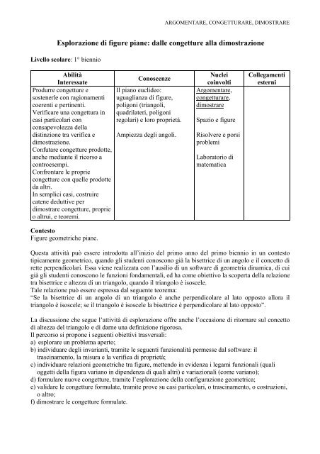 Esplorazione di figure piane: dalle congetture alla dimostrazione