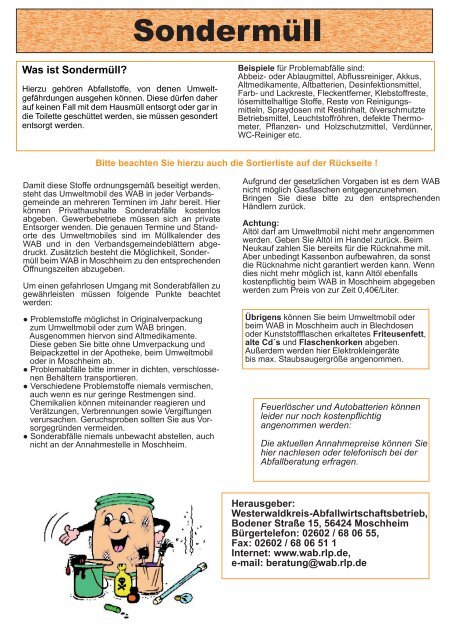 Merkblatt Zur Entsorgung Von Sondermull Merkblattsonder11 Pdf