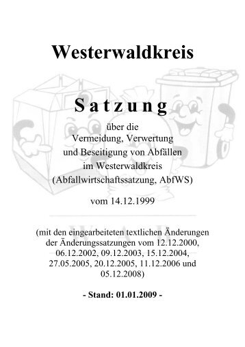 Westerwaldkreis Satzung - Westerwaldkreis-AbfallwirtschaftsBetrieb