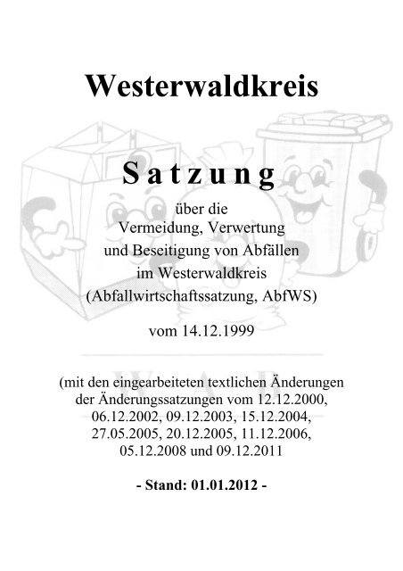 Westerwaldkreis Satzung - Westerwaldkreis-AbfallwirtschaftsBetrieb