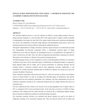 SEWAGE SLUDGE DISINTEGRATION USING OZONE - A METHOD ...