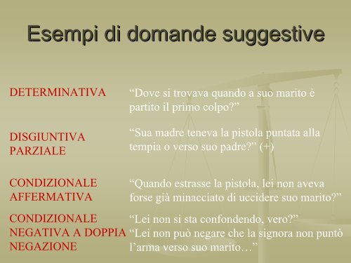 Psicologia della testimonianza - Facoltà di Scienze della Formazione