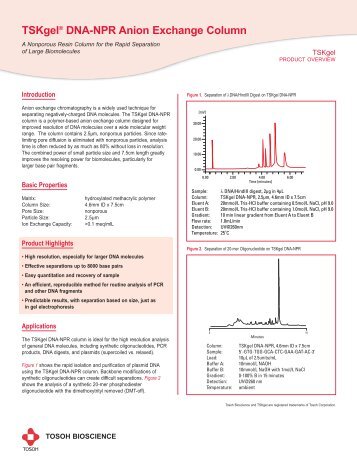 TSKgel® DNA-NPR Anion Exchange Column - Tosoh Bioscience ...