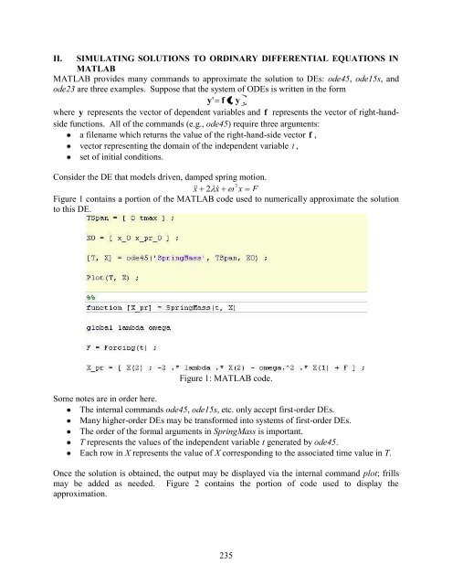 Projects with applications of differential equations - Mathematics ...