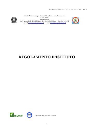 REGOLAMENTO D'ISTITUTO - Carlo Porta