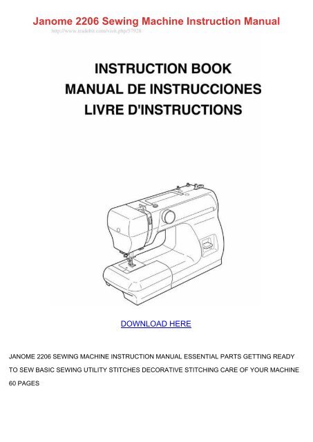 Janome 2206 Sewing Machine Instruction Manual