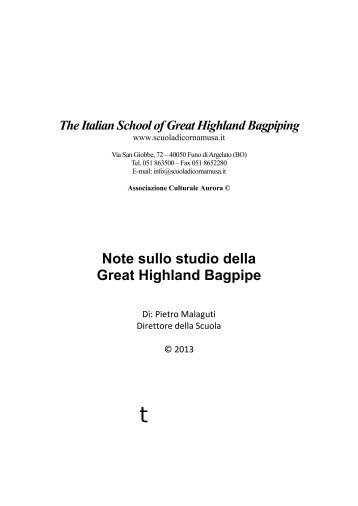 Introduzione allo studio della Cornamusa Scozzese