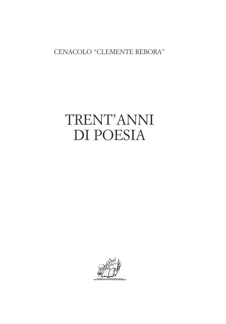Trent Anni Di Poesia Cenacolo Clemente Rebora