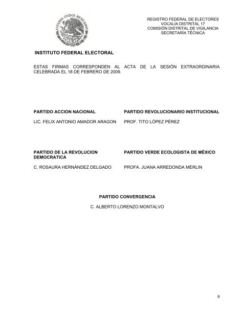 ACTA EJECUTIVA DE LA SESIN ORDINARIA No - Instituto Federal ...
