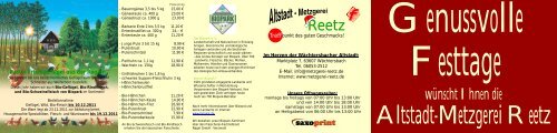 REETZ WEIHNACHTSFLYER 2011 QUER - Metzgerei Reetz