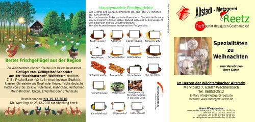 REETZ WEIHNACHTSFLYER 2010 - Metzgerei Reetz