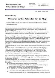 Wir warten auf Ihre Antworten Herr Dr. Klug ! - voss-schule