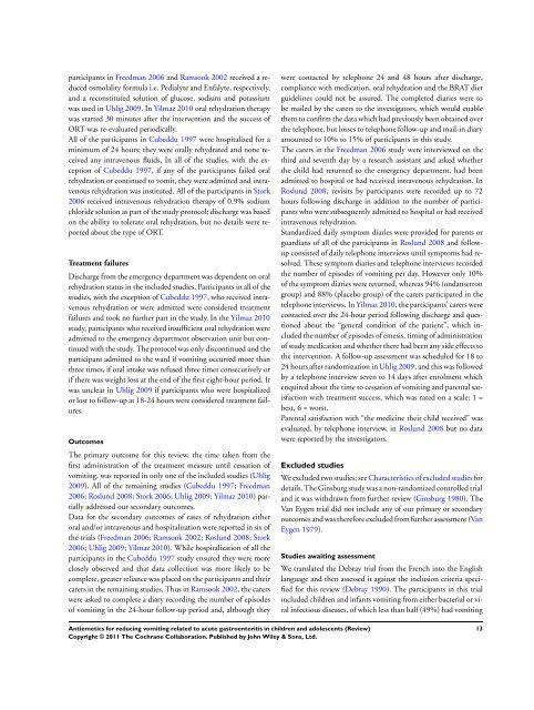 Antiemetics for reducing vomiting related to acute ... - Update Software