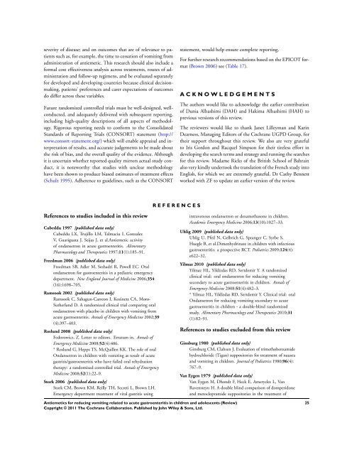 Antiemetics for reducing vomiting related to acute ... - Update Software