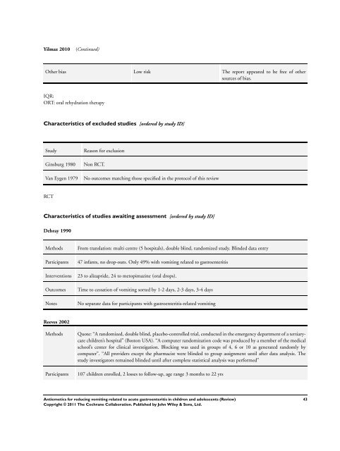 Antiemetics for reducing vomiting related to acute ... - Update Software