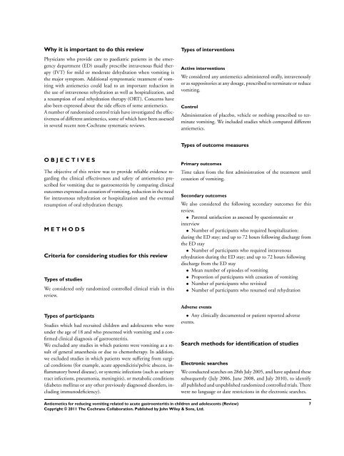 Antiemetics for reducing vomiting related to acute ... - Update Software