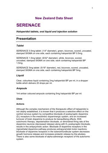 SERENACE - Medsafe