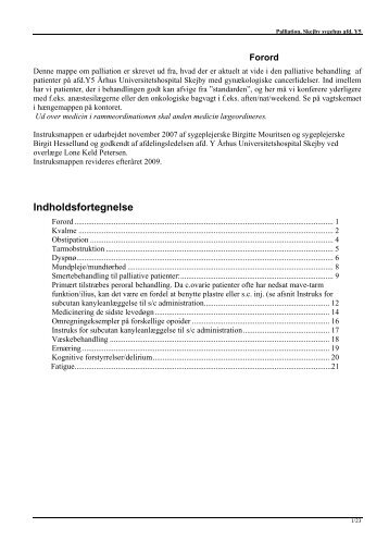 Indholdsfortegnelse - Institut for Klinisk Medicin