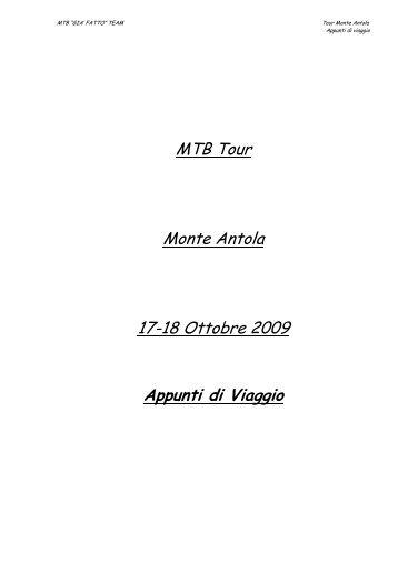 MTB Tour Monte Antola 17-18 Ottobre 2009 Appunti di ... - Oltresentieri
