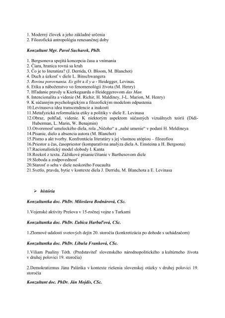 Témy rigoróznych prác pre akademický rok 2012/2013