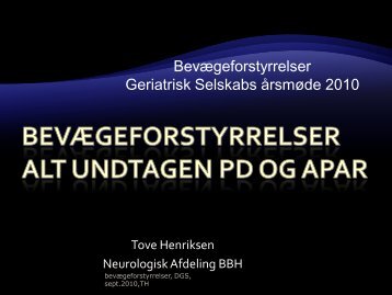 Bevægeforstyrrelser Geriatrisk Selskabs - Dansk Selskab For Geriatri