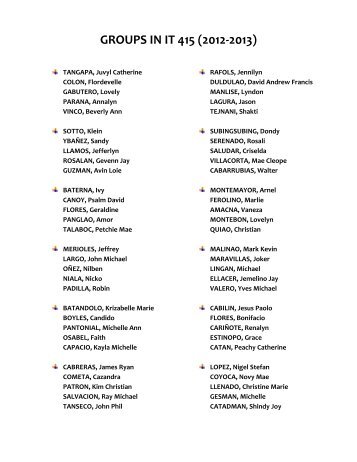 GROUPS IN IT 415 (2012-2013)