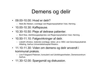 Demens og delir - Nationalt Videnscenter for Demens