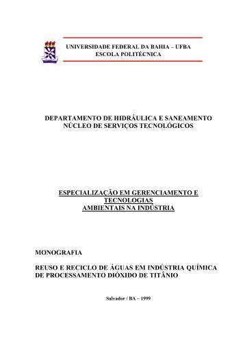 Reuso e Reciclagem de Água Industrial na Millenium - TECLIM ...