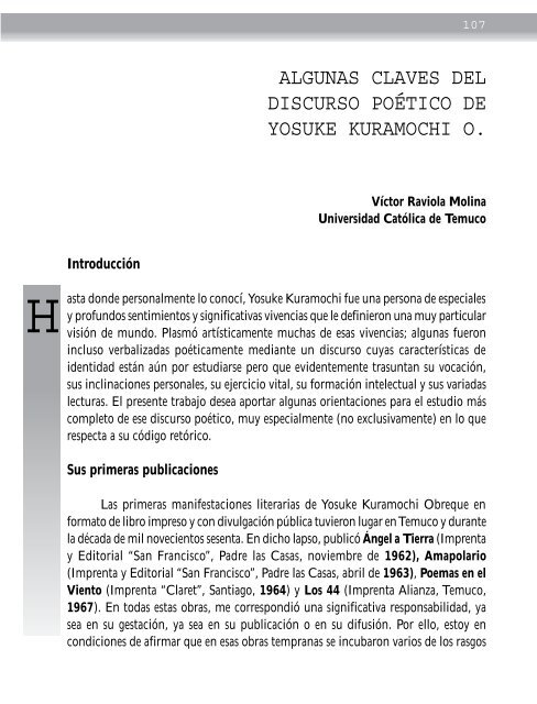 algunas claves del discurso poético de yosuke kuramochi o.