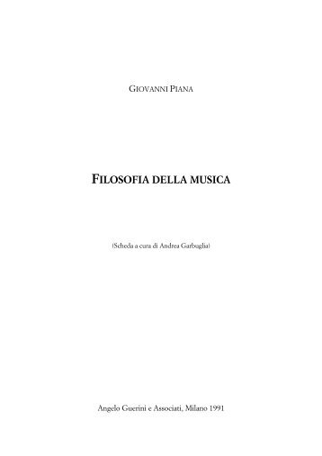 Giovanni Piana, Filosofia della musica