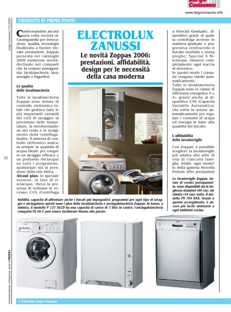 Electrolux Zanussi elettrodomestici Zoppas - Largo Consumo