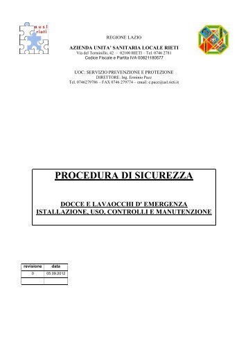 Docce e lavaocchi - Azienda USL Rieti