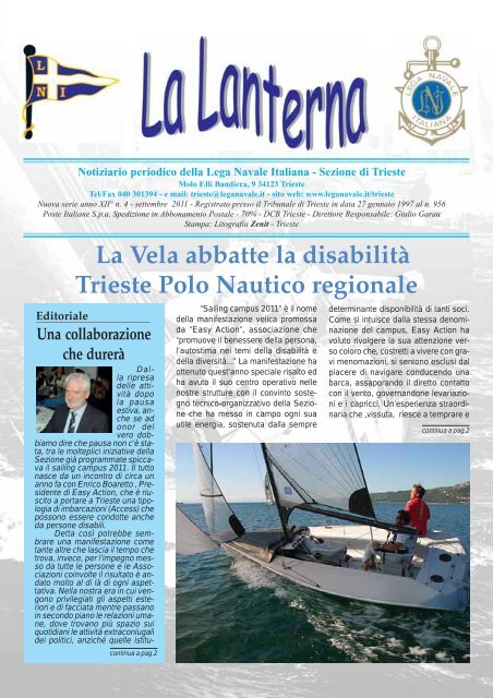 La Vela abbatte la disabilità Trieste Polo Nautico ... - LNI - Trieste