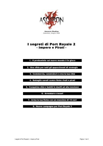 I segreti di Port Royale 2 - FX Interactive