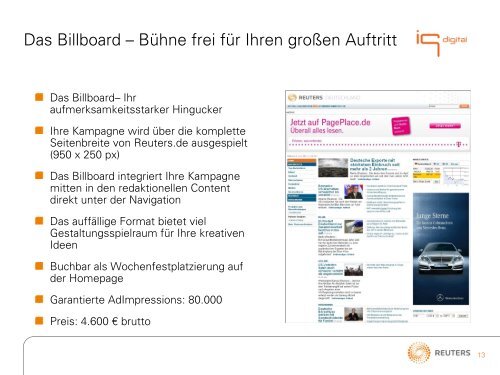 Mediadaten Reuters.de - IQ media marketing