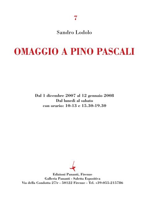 Omaggio a PASCALI.indd - Galleria Pananti